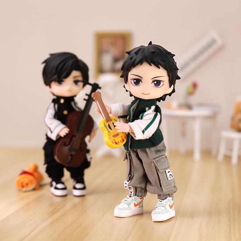 OB11 Baby Clothes Baseball Uniform Letter Overalls Suit Coat Fashion Pants For Obitsu11 Molly YMY Body 1/12 BJD Doll