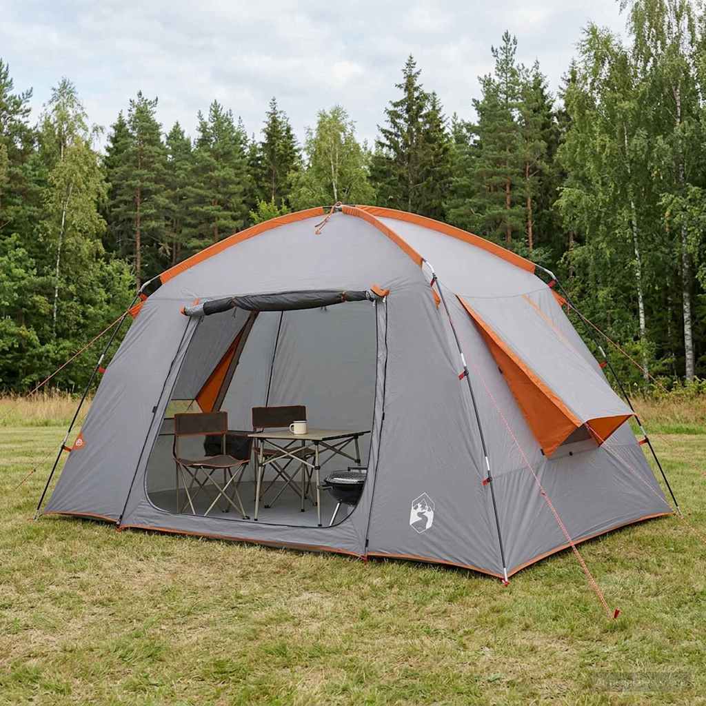 Cabin Tent Gray and Orange 300 x 210 x 156 cm Polyester