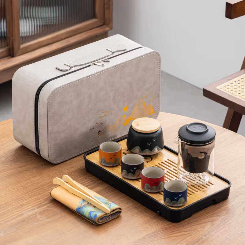 Qianli Jiangshan Portable Ceramic Travel Tea Set