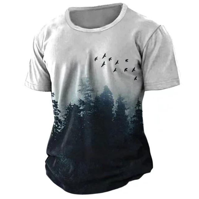 Summer Round Neck Vintage Compass Pattern 3D Print Top Fashionable Casual Short Sleeved Men's T-shirts