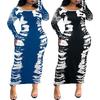 Large-size Women's Long-sleeved Slim-fitting Dress, Geometric Print, Office Fashion, Mid-length To Long-length