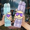 1PC Cool Sun Sunglasses Ocean 750ml Color Plastic Sports Water Bottle Leakproof Flip Straw Lid Suitable for Sports Office Home Use