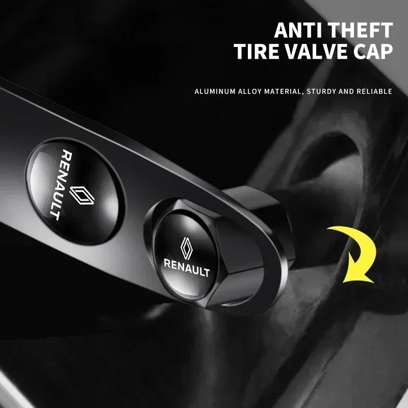 Interior Stickers Car Accessories Metal Wheel Tire Valve Caps With Wrench Keychain For Renault Megane 2 3 4 RS Grand Scenic Clio