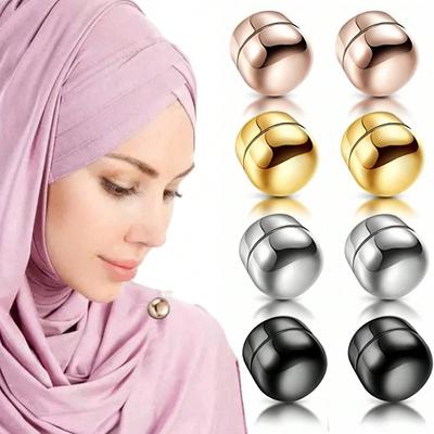 8 Stück Hijab Magnetnadeln, Klassische Runde Glänzende Matte Stabile Schalclips, Bunte Mehrzwecknadeln für Damenbekleidung Schals, Kleine Schalclips