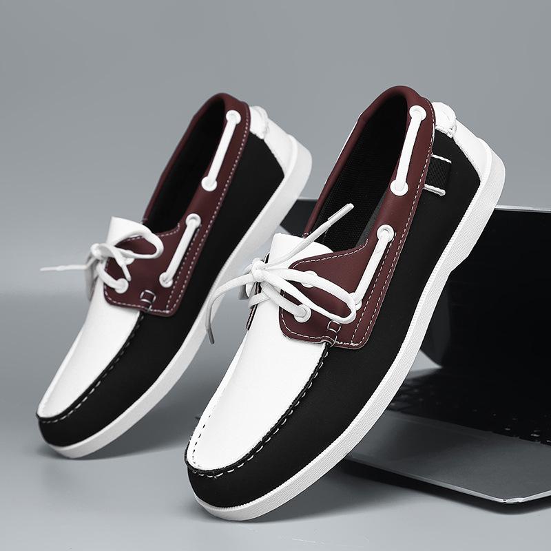 Personalized Summer Men's New Lace-up British Style Versatile Doudou Shoes Breathable Casual Work Commuting Lazy Shoes