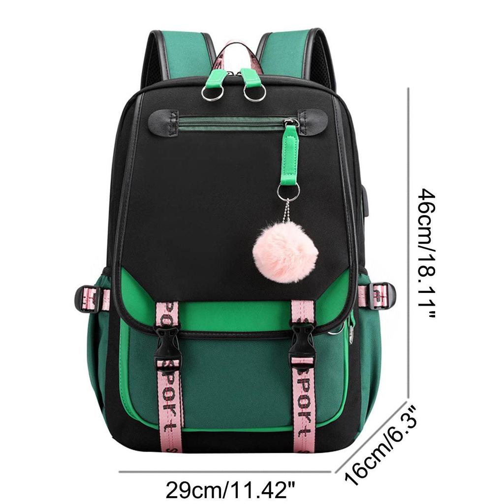 Large Capacity Girls’ School Backpack with USB - Suitable for Elementary to High School and Travel