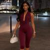 Women's 2026 Summer Draped Neck Backless Tie Bodycon Jumpsuit