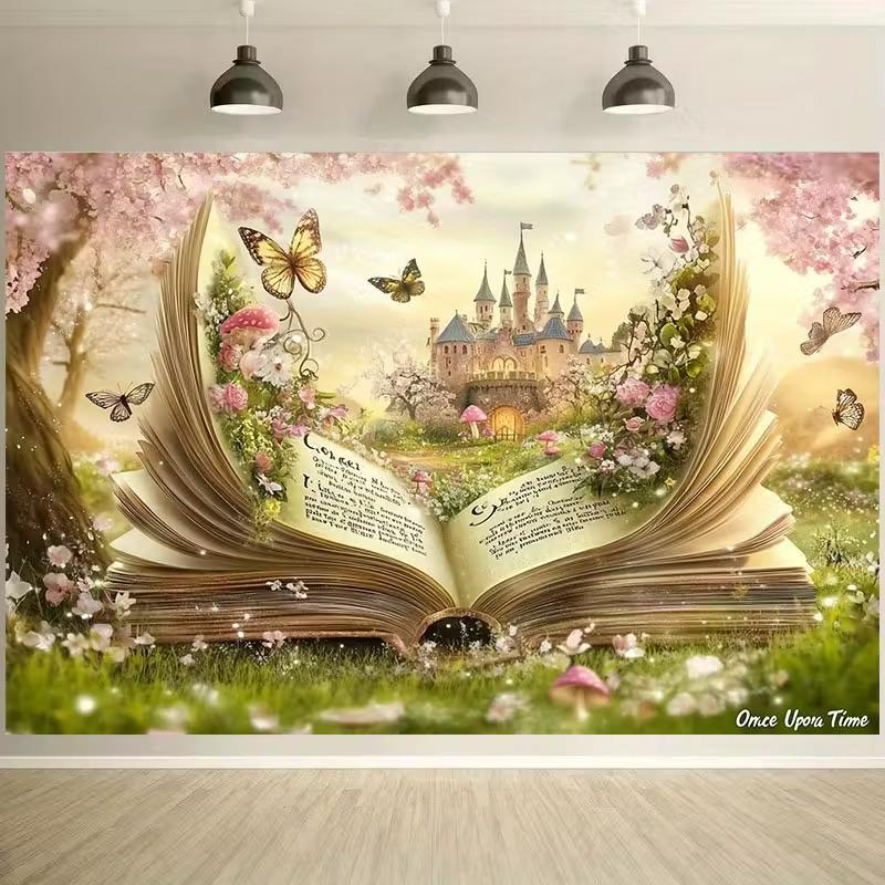 2D Fairy Tale Book Castle Backdrop Magic Forest Photography Background