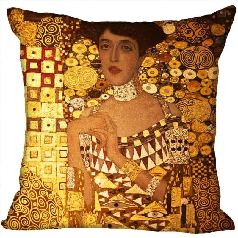 Benutzerdefinierte Kunstmuster Kissenbezüge Gustav Klimt Quadratischer Kissenbezug Weihnachten Reißverschluss-Kissenbezug 45*45cm(Eine Seite)