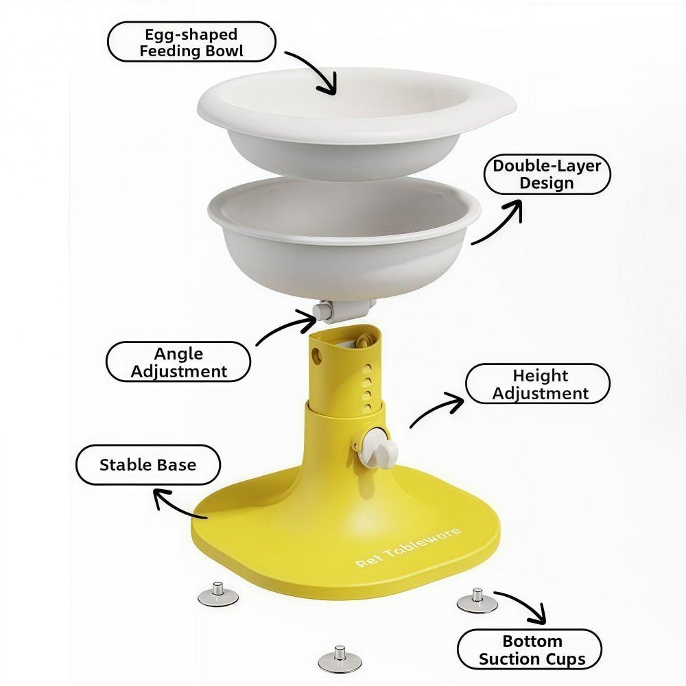 Adjustable Cat Food Plate Vacuum Suction Cat Food Bowl Dual-purpose Anti-rollover