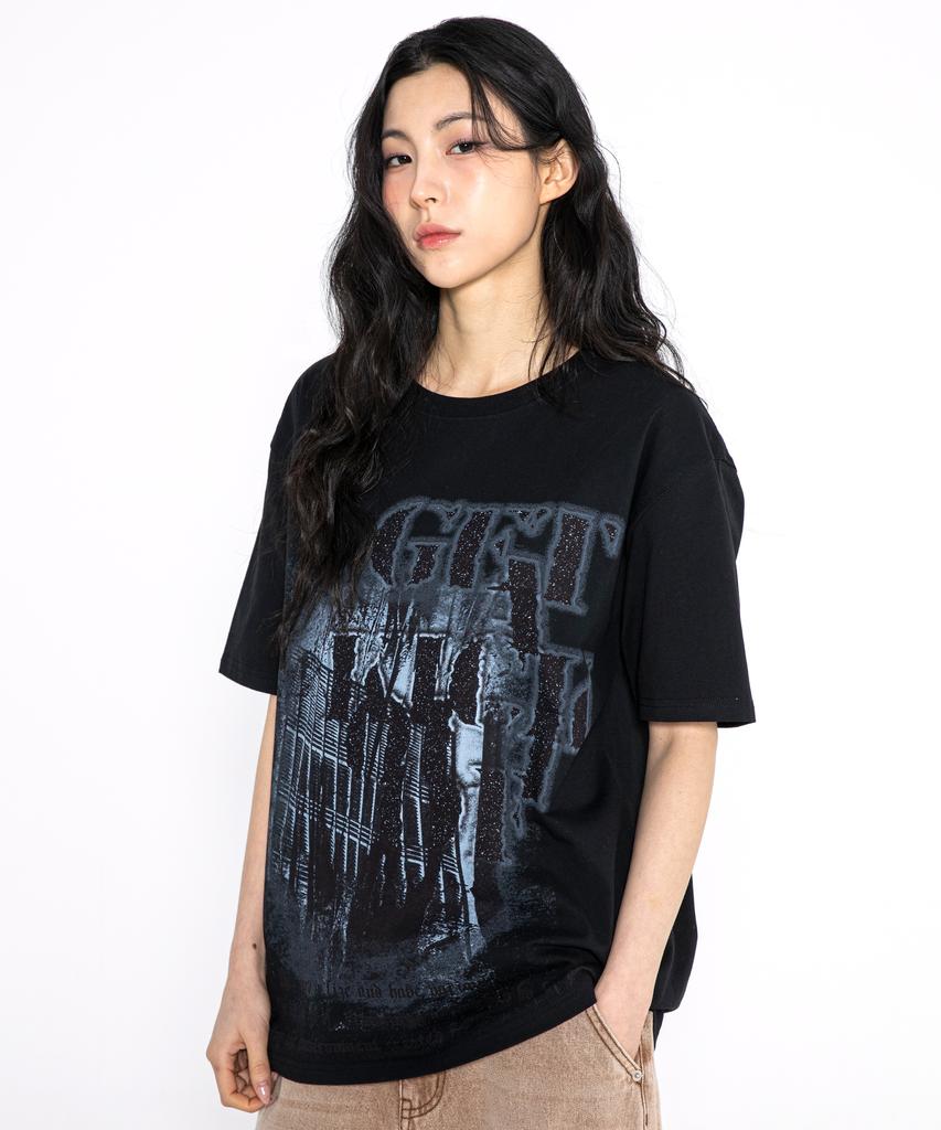 XTONZ Xtt067 Cave Print Short Sleeve T-Shirt (Black)