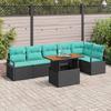 Garden Dining Set with Cushions 7 pcs Black and Teal