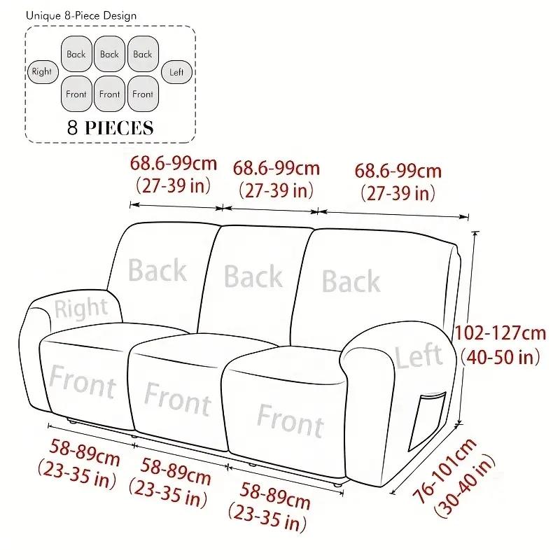3 Seat Recliner Sofa Cover For Living Room Stretch Elastic Couch Slipcover Relax Armchairs Protects Anti-Scratch Cover