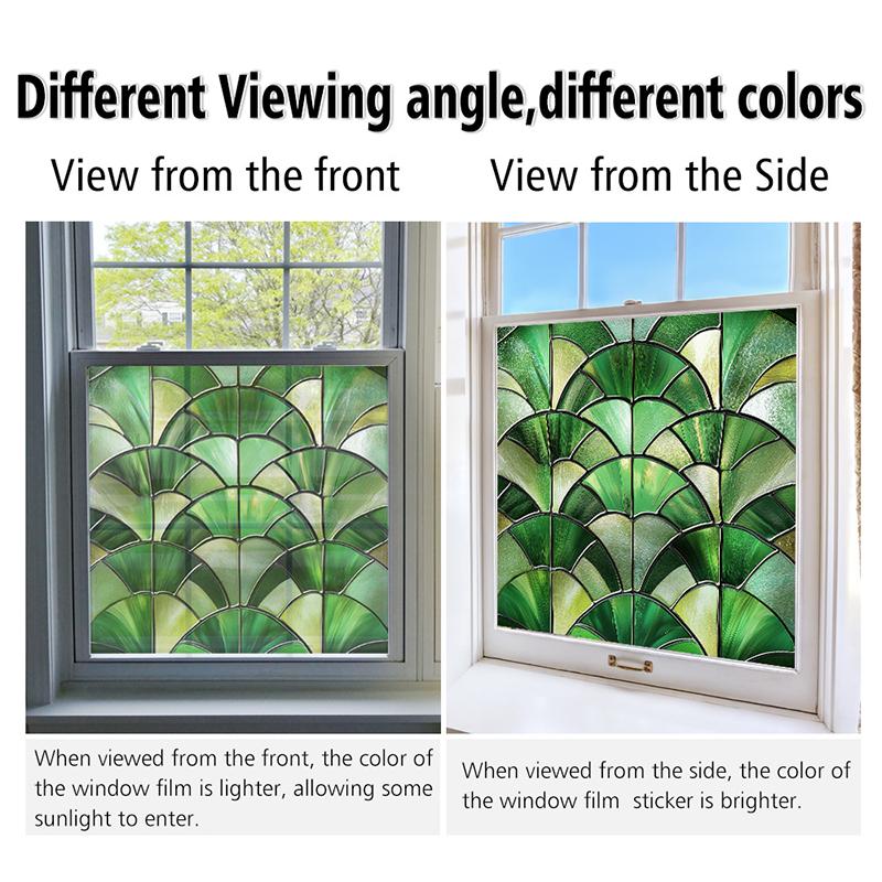 50x50cm Vintage Pattern PVC Patch Colorful Fan Shaped Film Durable Privacy Decor