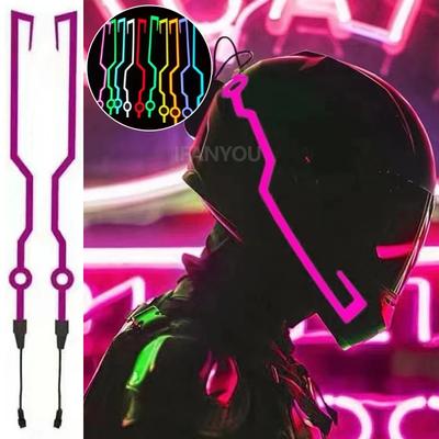 New Motorcycle Helmet LED Warning Lights Night Riding Helmet Motor Cold Light Strip EL Waterproof Sticker 4 Flashing Accessories