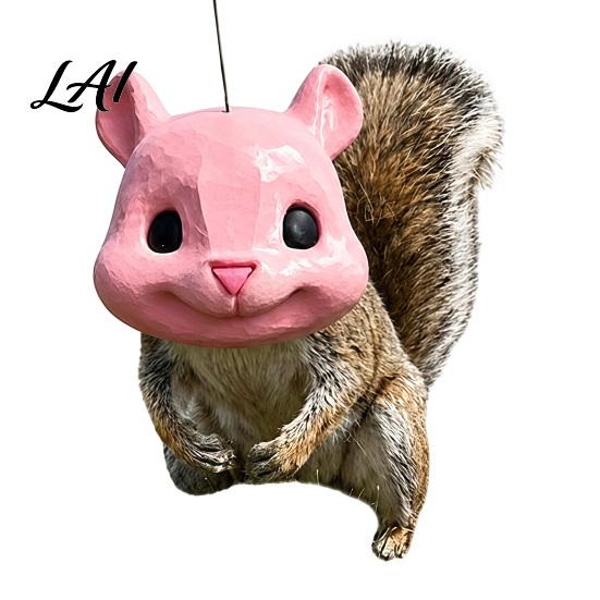 Hanging Nut Dispenser Outdoor Squirrel Feeder with Creative Simulated Head Design Durable 3D Printed Wildlife Feeding Station for Pla Tool Backyard