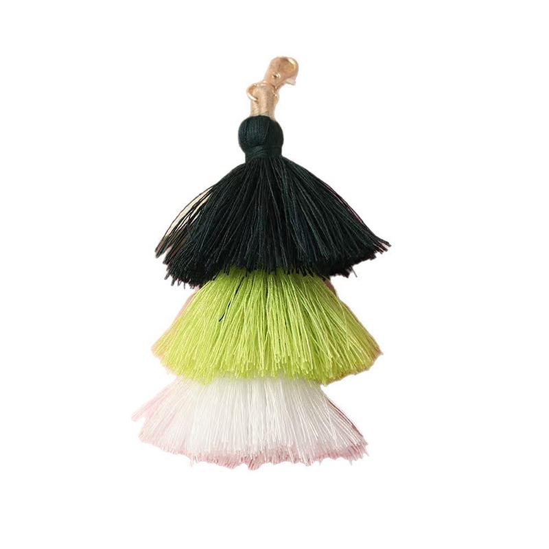 Three-Layer Cotton Thread Fringed Bag Pendant Ethnic Style Keychain Bohemian Style 3-Layer Ear Pendant Bag Parts & Accessories