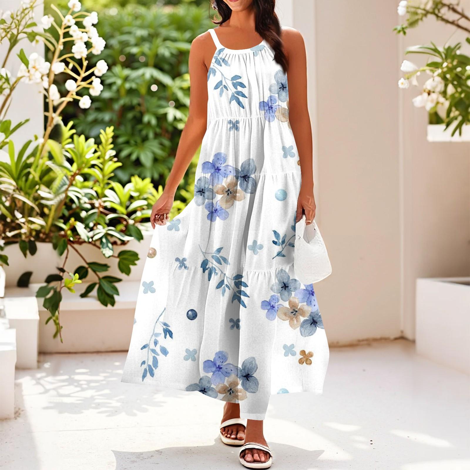 

Женское летнее повседневное модное платье без рукавов на подтяжках XL белый