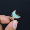 Larimar Handmade Gemstone Ring, Copper Electroformed Ring Antique Jewelry, Adjustable Ring Engagement Gift