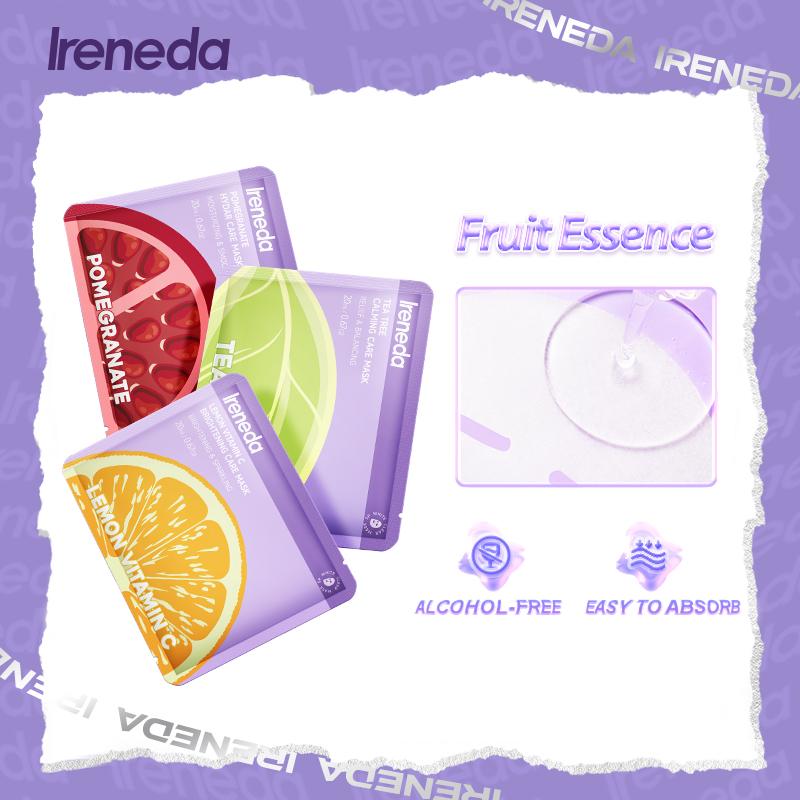 

Ireneda Skin Fruit Тканевая маска для лица Натуральные ингредиенты Фруктовая эссенция Увлажняющая осветляющая успокаивающая маска для контроля жирности Косметика для ухода за лицом