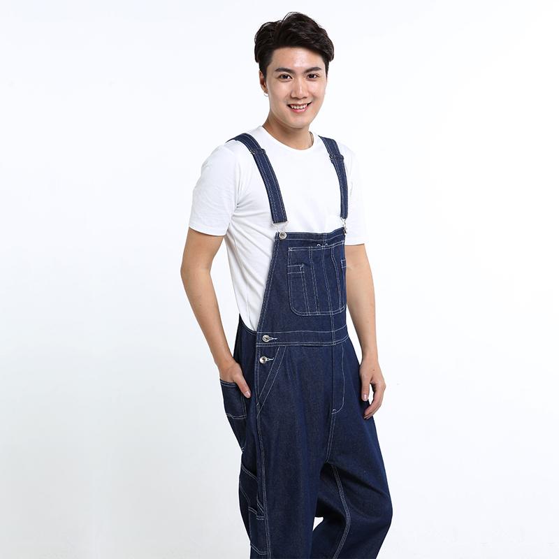 Men's Denim Shorts Men's Denim Overalls Large Size Strap Straight Pants Light Blue Shorts