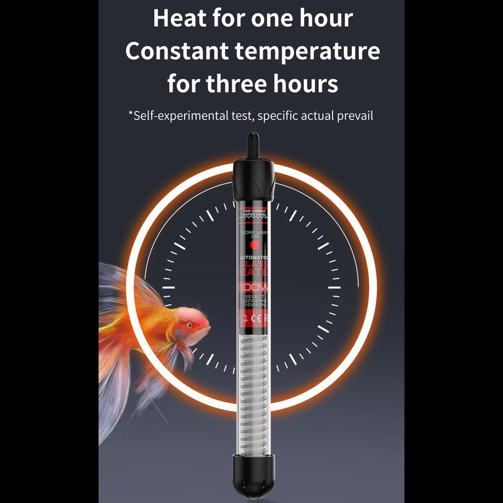 220v-50HZ-EU-PLUG Adjustable Temperature Thermostat Heater Rod 100W  Submersible Aquarium Fish Tank Water Heat