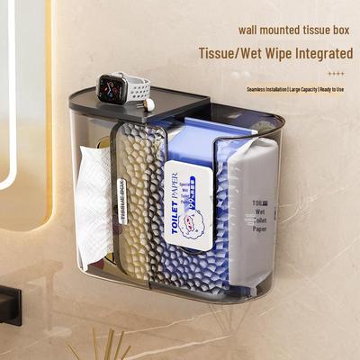 Porta salviettine da parete senza foratura: Contenitore per asciugamani e salviette umidificate per bagno, cucina, WC