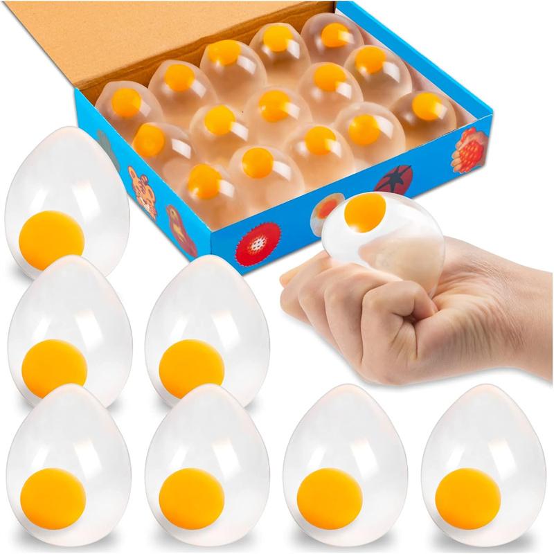 Funky Egg Squishy Ball Clear Squeeze Splat Ball Easter Basket Fillers Squishies Fun Toy Anxiety Reducer for Kids Adults