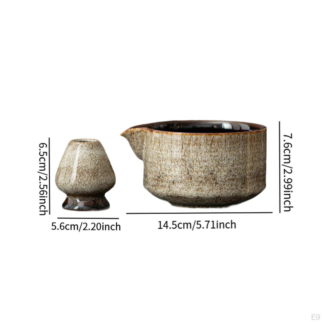 2 Pieces Matcha Set Bowl with Spout for Tea Lovers Utensils Handcrafted Japanese Making Tools