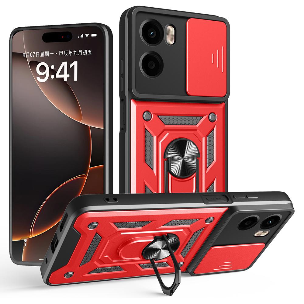 AMORUS For Motorola Moto G05 4G Case Kickstand PC+TPU Phone Cover with Camera Lens Slider