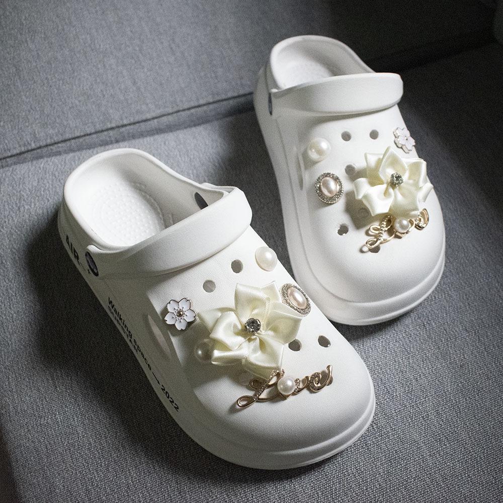 New fit hole shoes fabric flower set removable shoe buckle garden shoes DIY shoe flower accessories