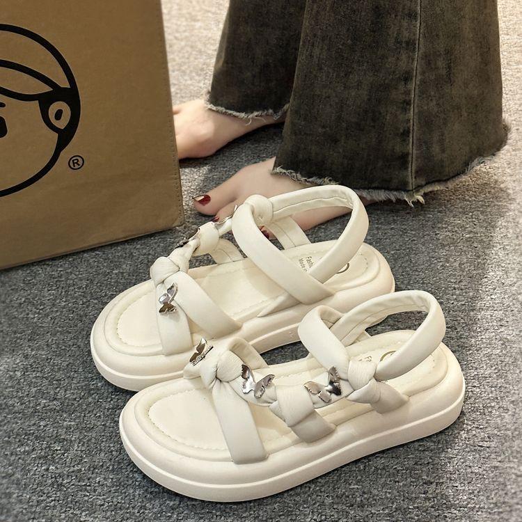 

Fashion Summer 2024 Roman Style Ladies Shoes Footwear with Low Heels Flat Rubber Open Toe No Heel Sandals for Women Sale Daily Korea H F 40