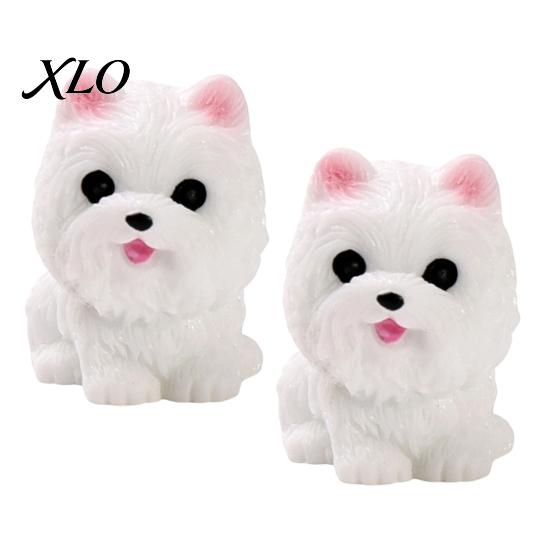 Mini Resin Animal Figurines 2Pcs Dog Figurines, Cute Puppy Miniature Figures, Small Sand Table Scene Props Ornaments for Micro Landscape, DIY Crafts,
