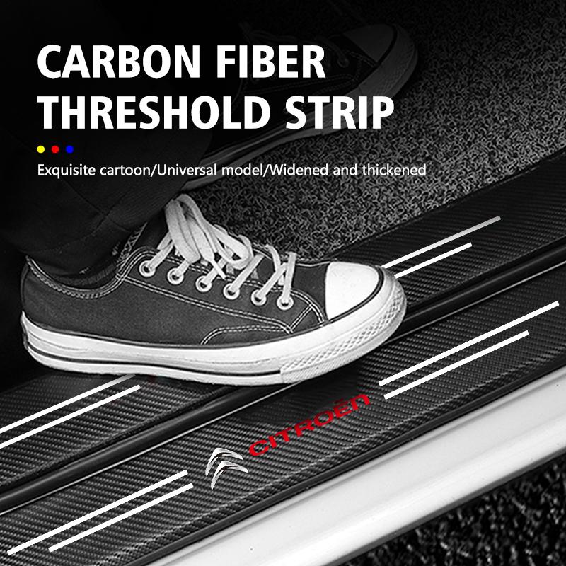 For Citroen Carbon Fiber Car Door Threshold Protector Sticker Accessories C4 C3 C5 C1 C2 C6 C4L DS3 DS4 Berlingo Picasso Jumper akj256