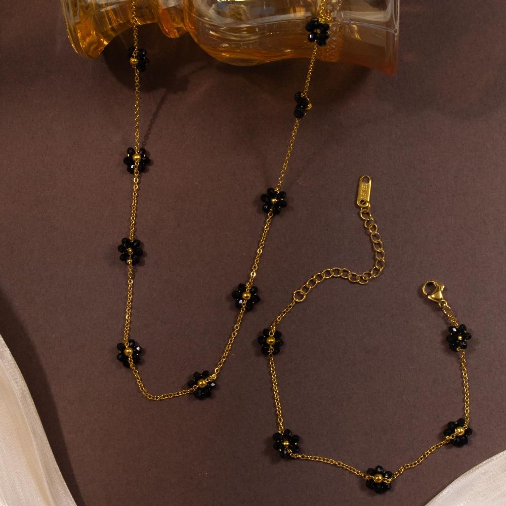 A Set New Beaded Design Bracelet Jewelry Set Flower Shape Colorful Jewelry Set Bohemian Style Flower Bracelet Fashion Accessory