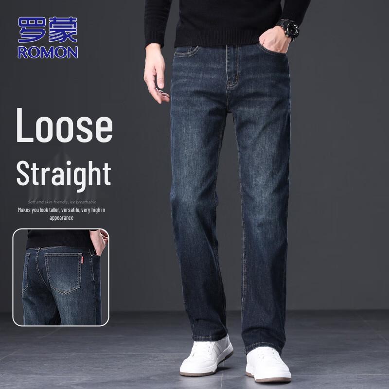 ROMON Men s Loose Fit Straight Leg Jeans 32