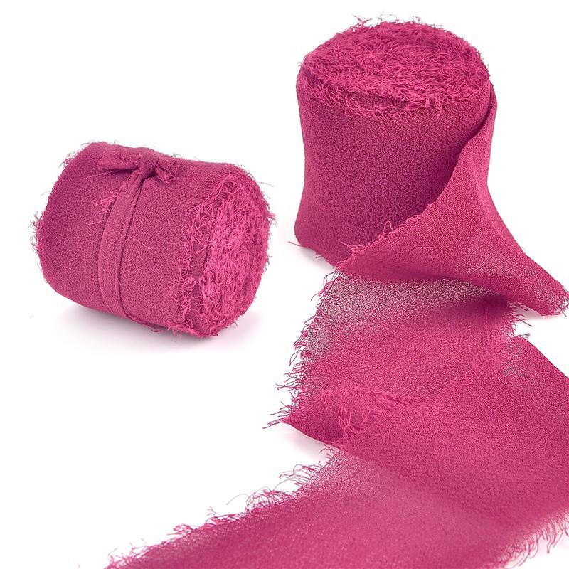 5M Handgefertigtes Ausgefranstes Satin Chiffon Seidenband Für Hochzeitseinladung Verpackung Sträuße Geburtstagsfeier Dekorationen Geschenke