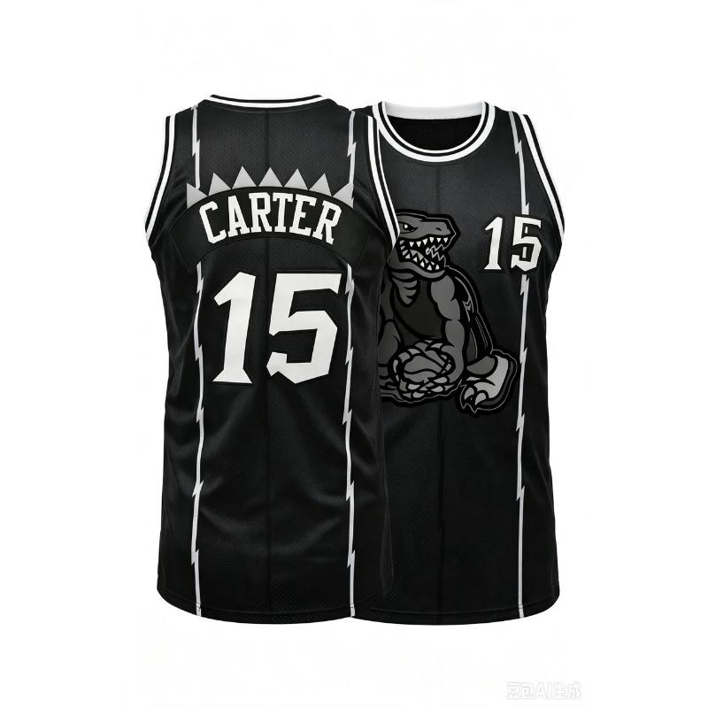 2027 Gorąca Wyprzedaż Retro Carter 15 Raptors Fioletowy Błyskawica Nadruk Koszulka Streetwear Fan Koszykówka Podkoszulek Rodzinne Dopasowanie