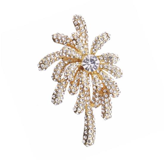 Женская брошь Высокий блеск Инкрустация стразами Сверкающая неправильная форма Булавка для лацкана Нескользящая застежка золотистый