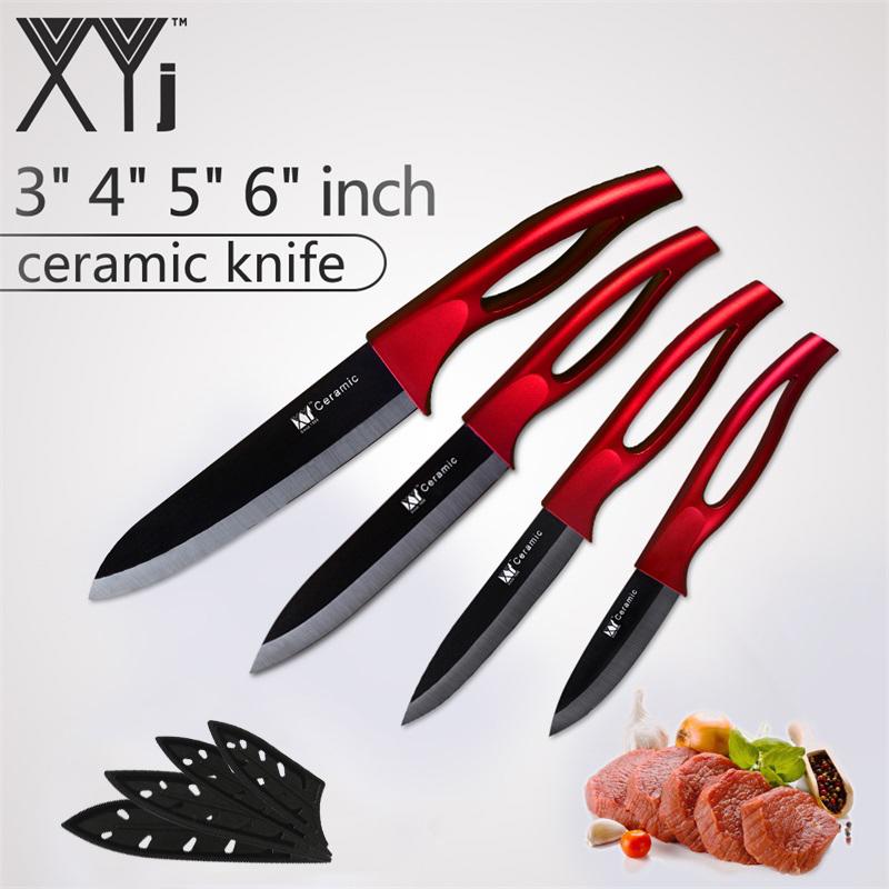 

XYj 3 4 5 6 Керамические кухонные ножи Набор аксессуаров Черный лезвие Инструменты для приготовления пищи Красочные ABS + TPR Ручка Кухонные ножи Набор