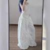 Womens White Loose Fit Cargo Pants Thin Quick Dry Nylon Streetwear Joggers Jazz Dance