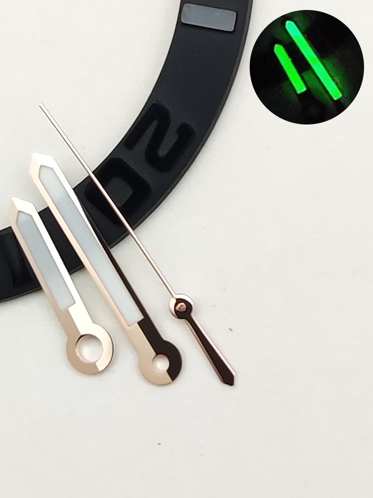 Three-pin, watch hand, green luminous watch + pin, suitable for NH35/36/4R movement