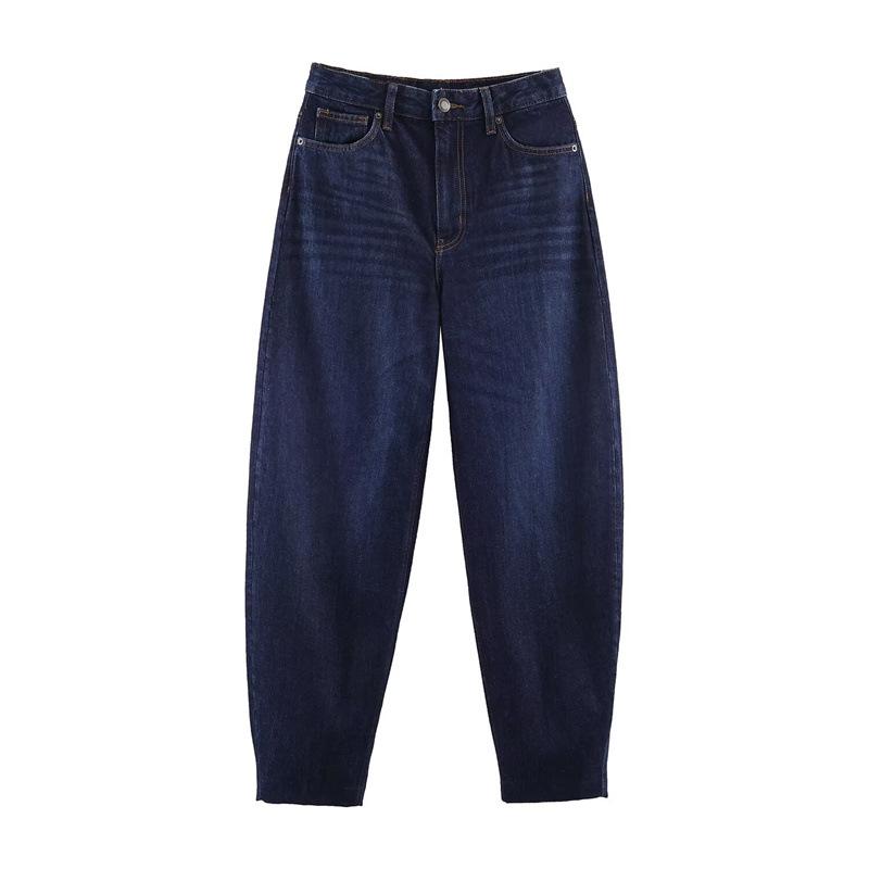 

2025 Winter Women s High-Waisted Barrel Leg Jeans - European & American Style XS темно-синий