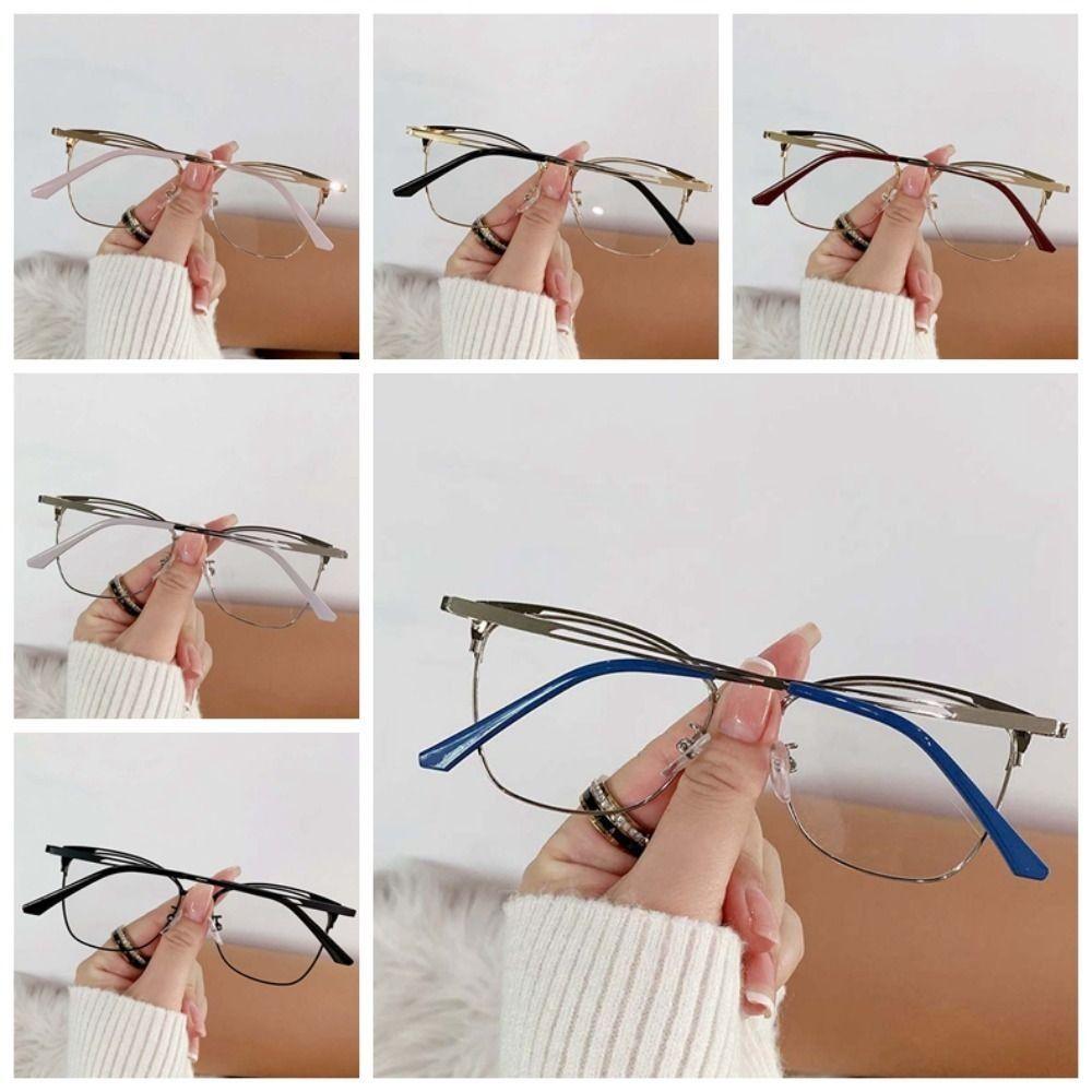 Zinc Zinc Alloy Anti Blue-lay Eyewear Lightweight Women Plain Glasses Trendy Cat Eye Glasses  Business