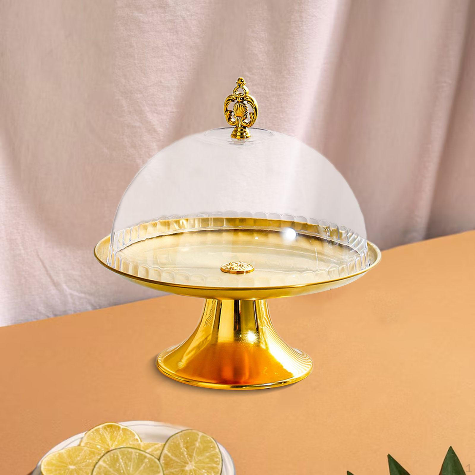 

Cake Stand Holder Tray Multiuse Versatile High Pedestal with Dome Cover for Pie Dessert 23cm