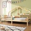House Bed Children's Bed with Shelf Fireplace Shape 90x200 Natural[OLD SKU:WF530662AAN]