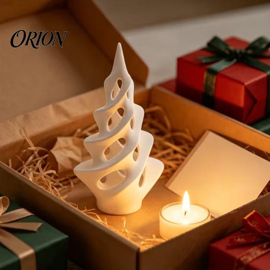 Christmas Table Centerpiece 3D Printed Abstract Spiral Ornaments, Modern Minimalist Tabletop Holiday Ornaments Sculpture, Decorative Hollow-out