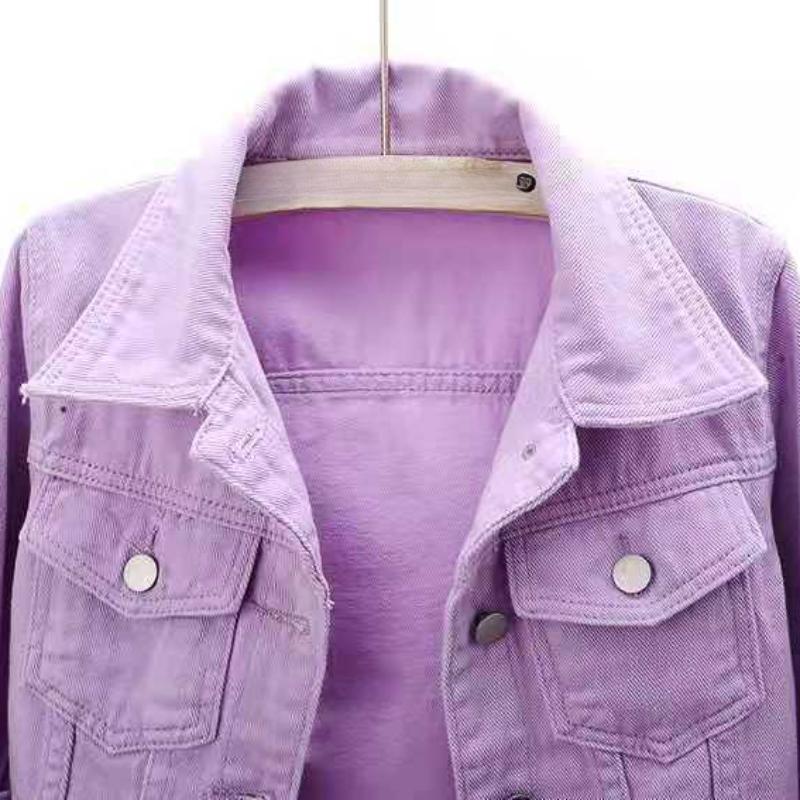 Women Denim Jacket Spring Autumn Short Coat Pink Jean Jackets Casual Tops Loose Tops Lady Outerwear