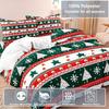Christmas Soft & Breathable 3pcs Christmas Duvet Cover Set - Geometric Pattern, Includes 1 Duvet Cover and 2 Pillowcases