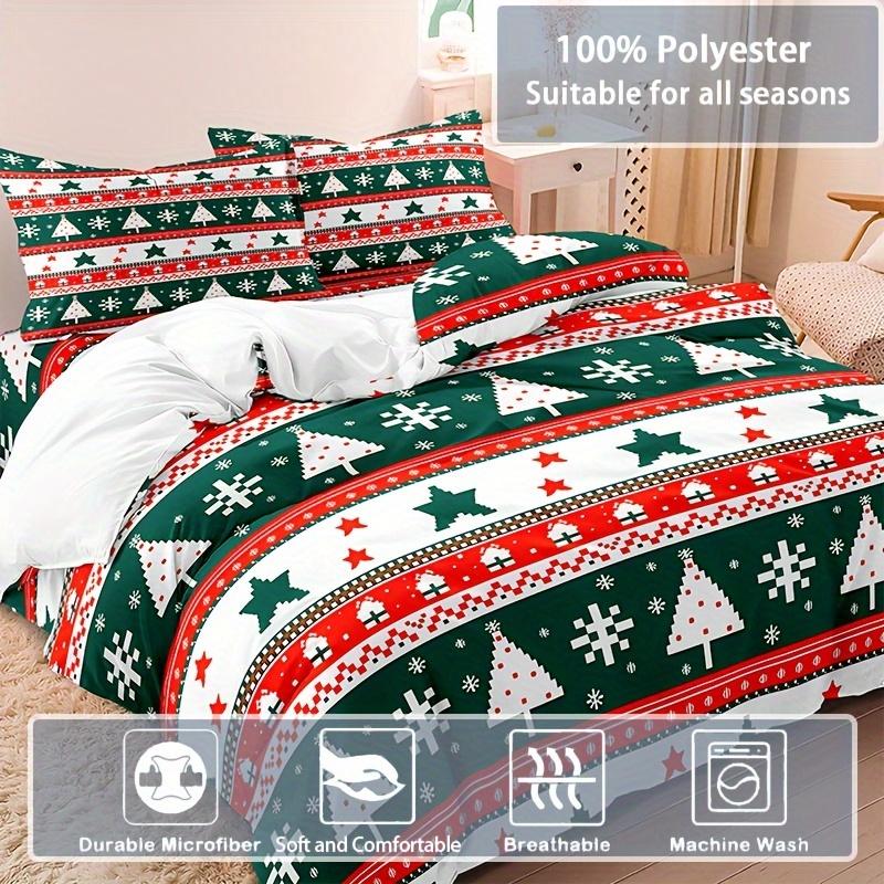 Christmas Soft & Breathable 3pcs Christmas Duvet Cover Set - Geometric Pattern, Includes 1 Duvet Cover and 2 Pillowcases